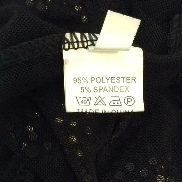 Sexy Sheer Black Mesh Bodysuit – Gold Rhinestone Embellished, Long Sleeve - Picture 8 of 8